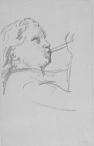 Étude de buste d'enfant soufflant dans une flûte_0