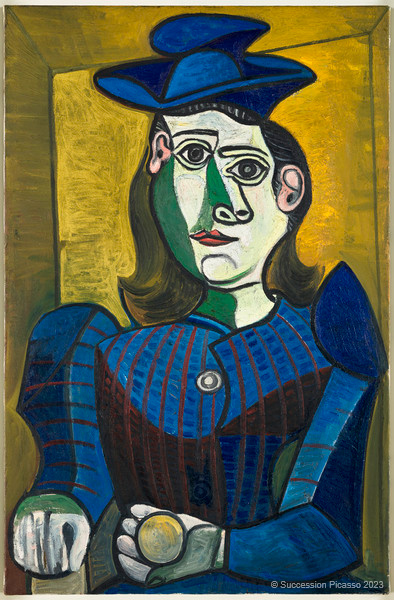 Buste de femme au chapeau bleu_0