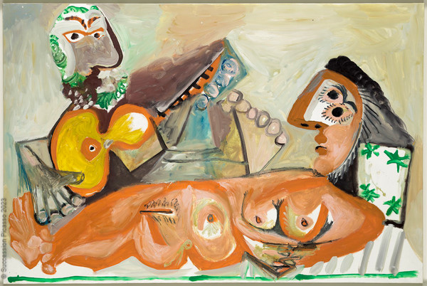 Nu couché et homme jouant de la guitare, Pablo Picasso, 1970