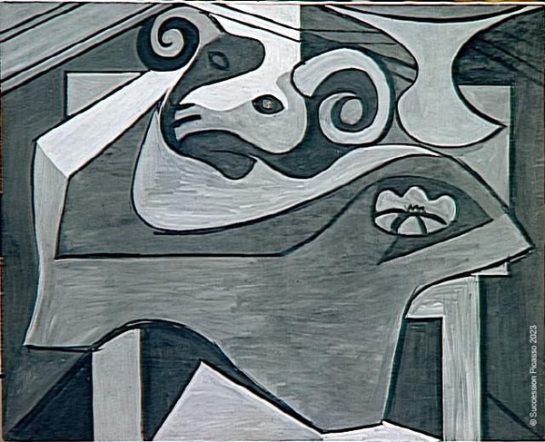 Tête de bélier sur une table, Pablo Picasso, 1925