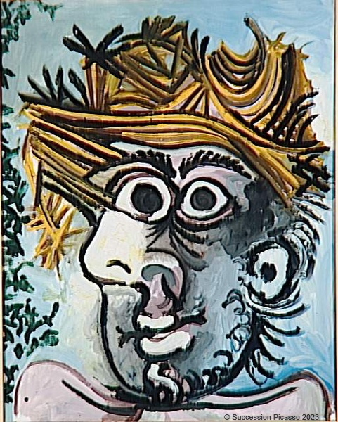 Tête d'homme au chapeau de paille, Pablo Picasso, 1971