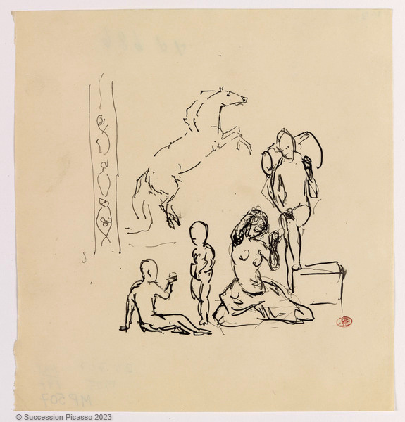 Saltimbanques au repos et cheval cabré_0