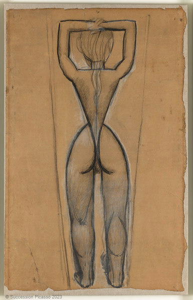 Étude pour "Les Demoiselles d'Avignon": nu de dos aux bras levés_0