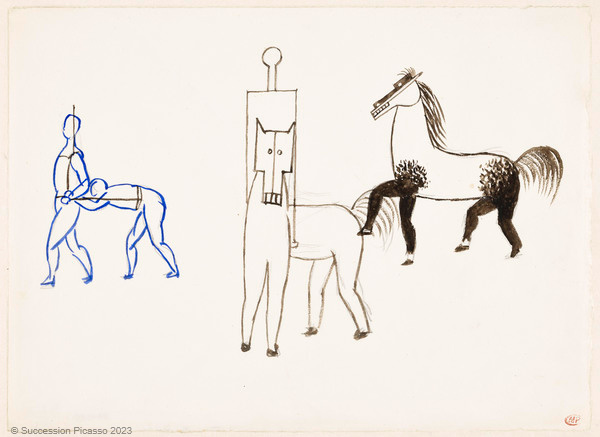 Études pour le ballet Parade: les managers à cheval_0