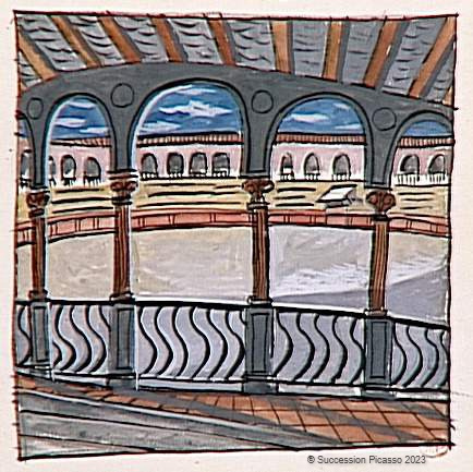 Étude pour le rideau de scène du ballet Tricorne: l'arène_0