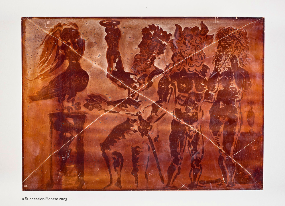 Chez la Pythie-Harpye. Homme au masque de Minotaure et femme au masque de sculpteur_0
