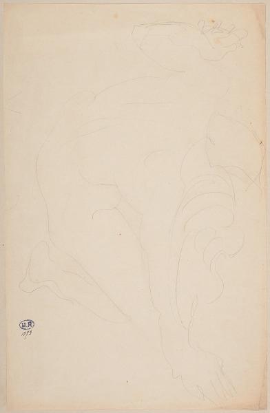 Femme nue agenouillée vers la droite, une main au sol, Auguste Rodin, 1917 avant