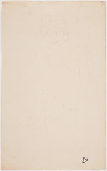 Femme nue accroupie, de face, les deux mains au sol_0