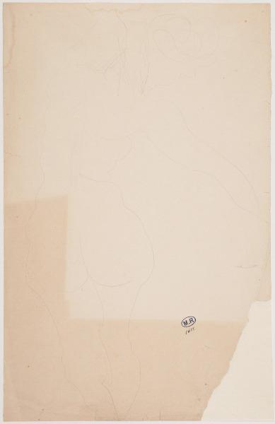 Femme nue de dos, une main à la nuque_0