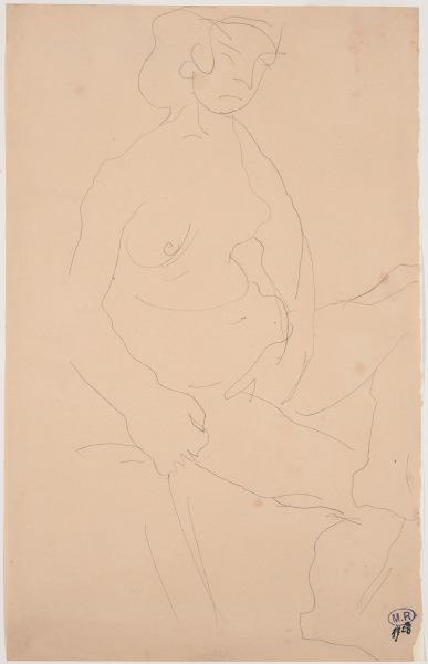 Femme nue assise vers la droite, une main entre les cuisses, Auguste Rodin, 1917 avant