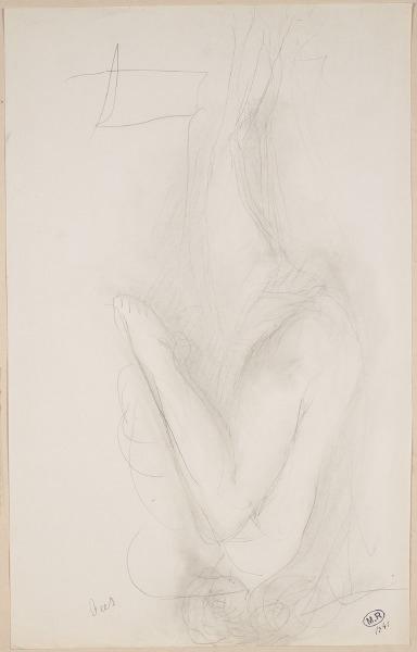 Femme nue de profil à droite, une jambe haut repliée, Auguste Rodin, 1917 avant