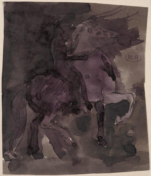 Cavalier de profil à droite, Auguste Beuret, 1917 avant