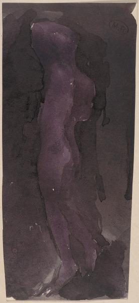 Personnage nu, de profil à gauche, un bras replié sur la tête, Auguste Beuret, 1917 avant