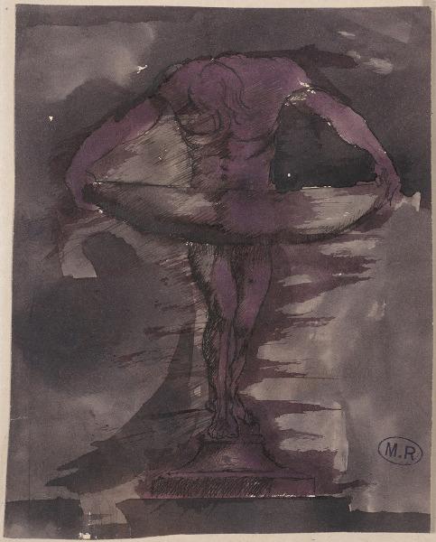 Homme nu tenant une vasque, Auguste Beuret, 1917 avant