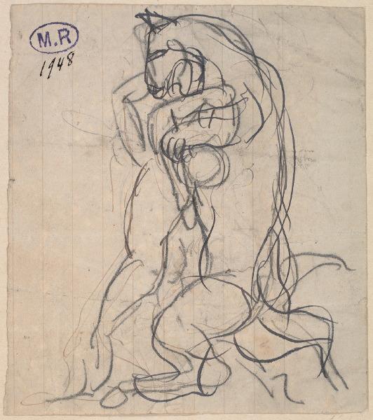 Lutte d'un homme et d'un animal (recto) ; Figure allongée et rémouleur (verso)_0