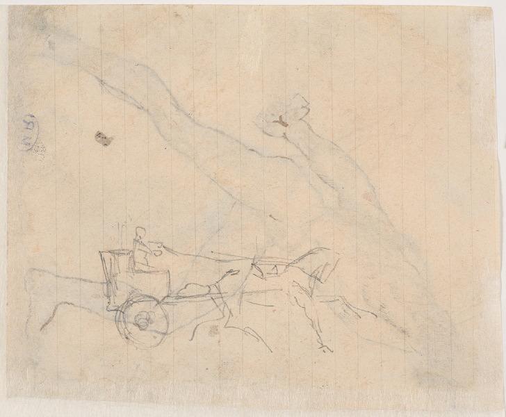 Etude d'après le gladiateur Borghèse du musée du Louvre (recto) ; Cheval attelé (verso)_1