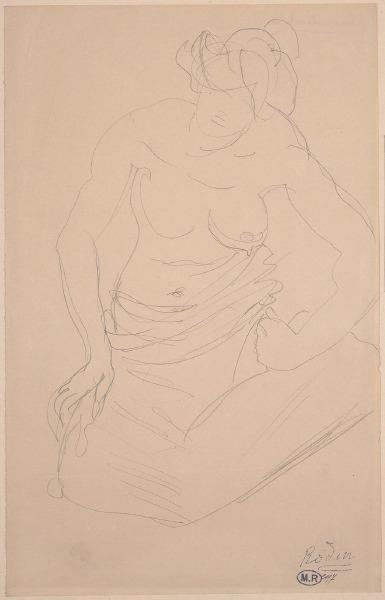 Femme assise en tailleur, nue jusqu'à la taille_0
