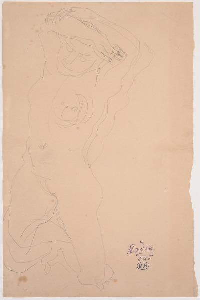 Femme nue agenouillée, les bras repliés au-dessus de la tête, Auguste Rodin, 1917 avant