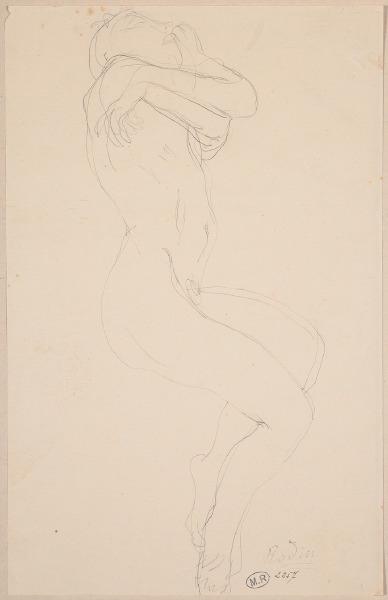 Femme nue allongée vers la droite, les bras croisés autour du cou, Auguste Rodin, 1917 avant