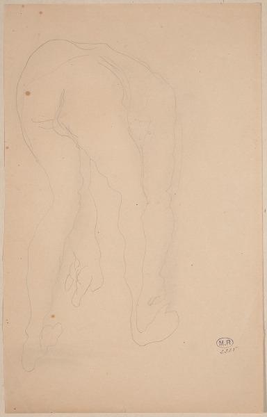 Femme nue de dos, inclinée jusqu'au sol, Auguste Rodin, 1917 avant
