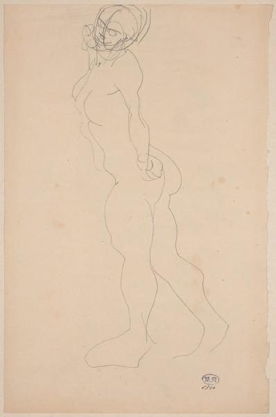 Femme nue de profil, en marche vers la gauche, Auguste Rodin, 1917 avant