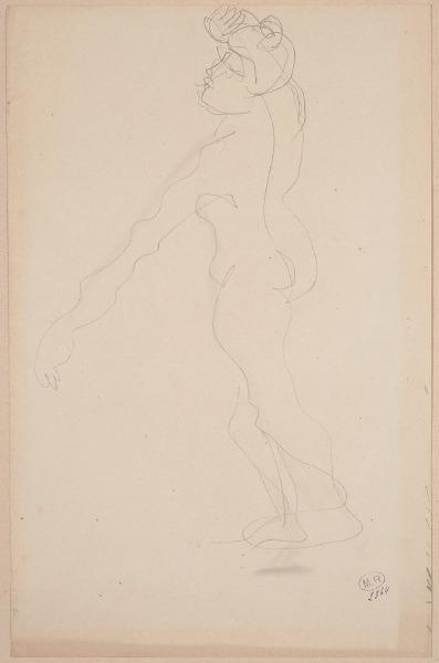 Femme nue, de profil à gauche, un bras tendu devant elle, Auguste Rodin, 1917 avant