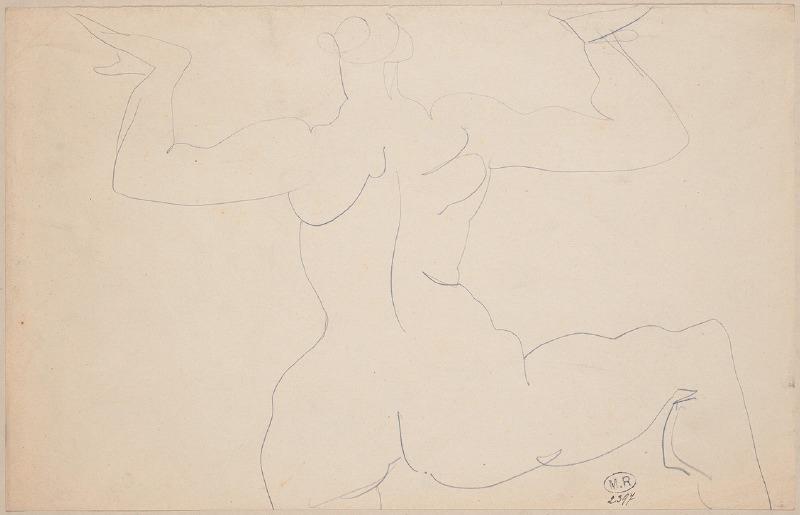 Femme nue de dos, bras et jambe écartés, Auguste Rodin, 1917 avant