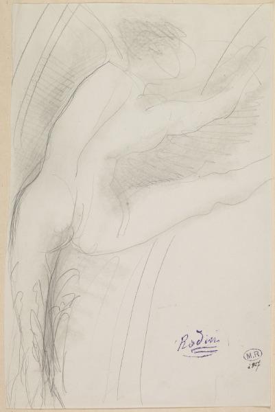 Femme nue debout, de dos, la jambe droite haut levée_0