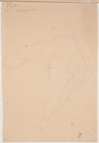 Endymion ou La nuit (recto) ; Homme nu de dos, penché en avant et une jambe levée (verso)_1