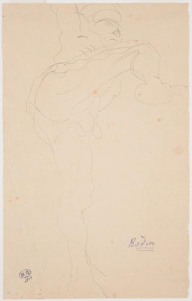 Homme nu debout, de profil, une jambe haut levée, Auguste Rodin, 1917 avant