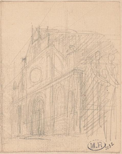 Façade en perspective de l'église Saint-Jacques et Saint-Christophe à Houdan (Yvelines)_0