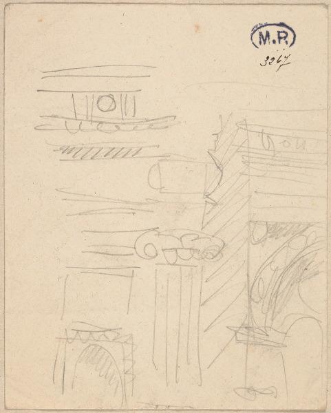 Pilastre et portes à Dreux ? (Eure-et-Loir) (recto) ; Moulures (verso)_0