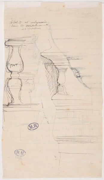 Profils d'entablement et façade du château de Chambord (Loir-et-Cher) ; Balustres et moulures (verso)_1