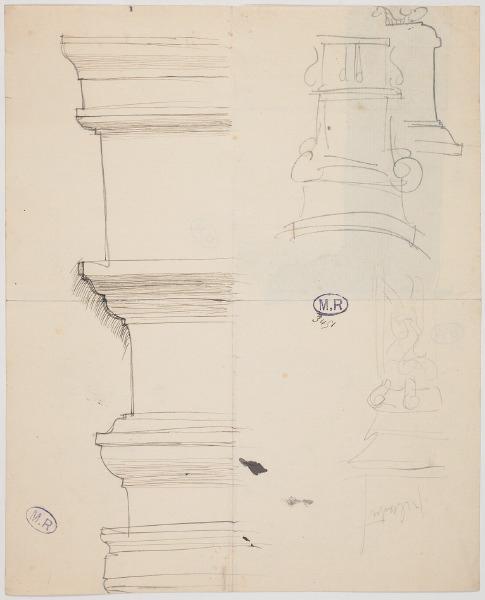 Chapiteau, pilastre, profil de moulures à Chambord (Loir-et-Cher) (recto) ; Chapiteau et profil de moulures (verso)_0