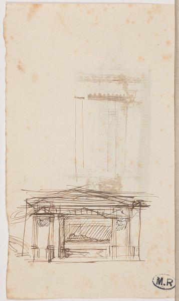 Lucarne de donjon au château de Chambord ? (Loir-et-Cher) (recto); Tombeau ? à pilastres (verso)_1
