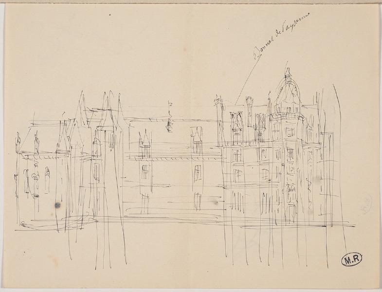 Six silhouettes de danseuse (recto) (recto) ; Façade du château de Meillant (Cher) (verso)_1