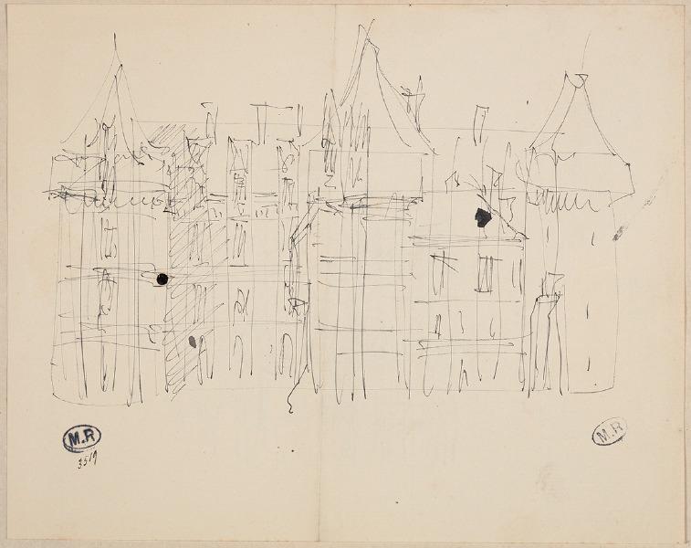 Façade du château de Chaumont-sur-Loire ? (Loir-et-Cher) ; Portail et château (verso)_0