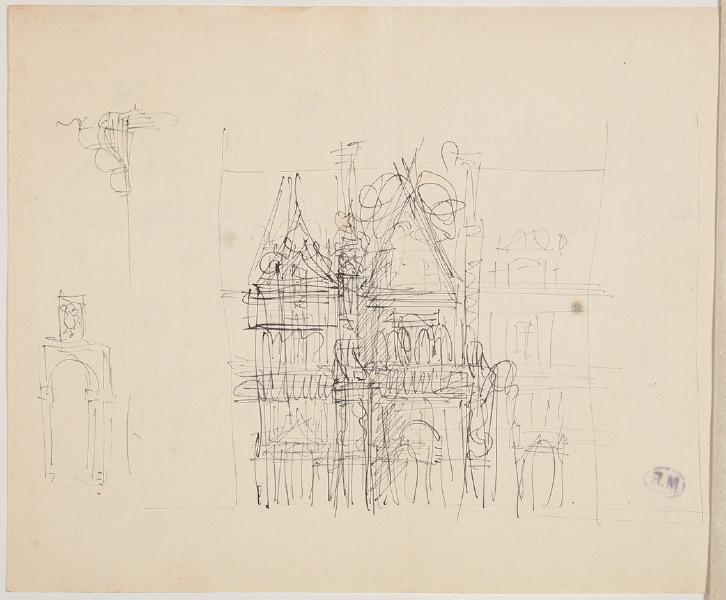 Façade du château de Chaumont-sur-Loire ? (Loir-et-Cher) ; Portail et château (verso)_1