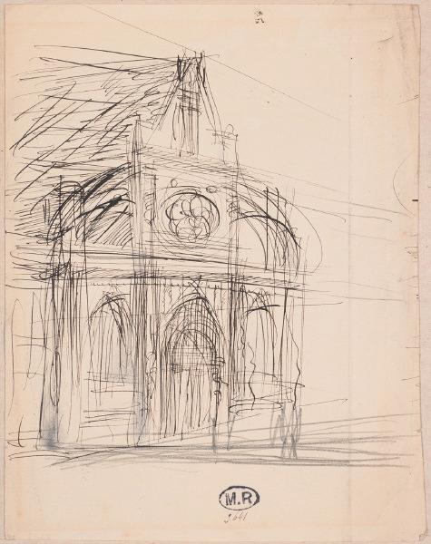 Façade de l'église Saint-Jacques et Saint-Christophe à Houdan (Yvelines) (recto) ; Façade et clocher (verso)_0