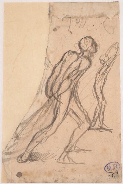 Deux hommes de profil, l'un tire et l'autre supplie, Auguste Rodin, 1880 vers