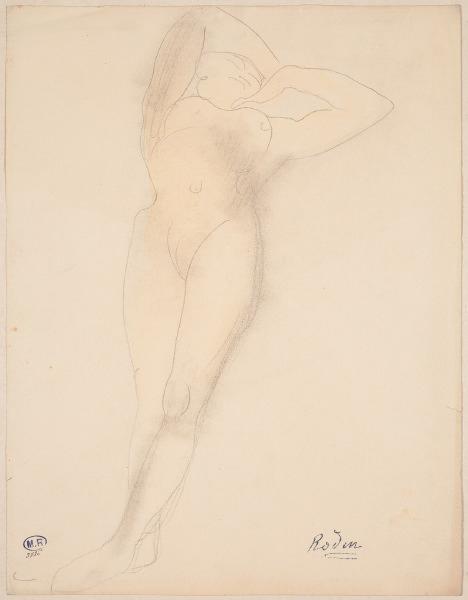 Femme nue allongée, les bras repliés au-dessus du visage, Auguste Rodin, 1917 avant