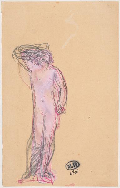 Femme nue debout, une main au visage, Auguste Rodin, 1890 vers