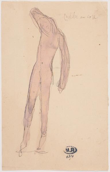 Femme nue debout, un bras derrière le cou, Auguste Rodin, 1890 vers