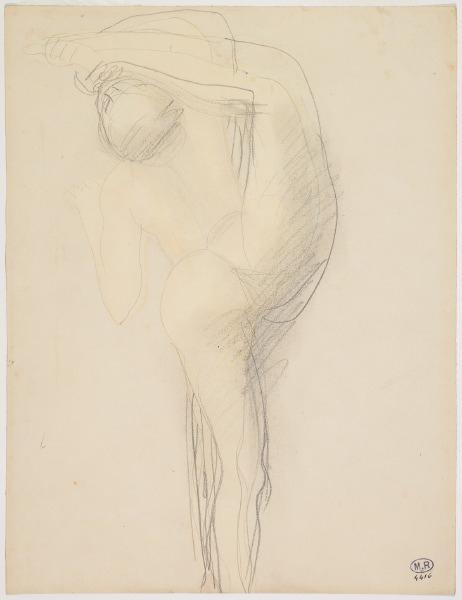 Femme nue de dos dans la posture du port d'armes, Auguste Rodin, 1917 avant