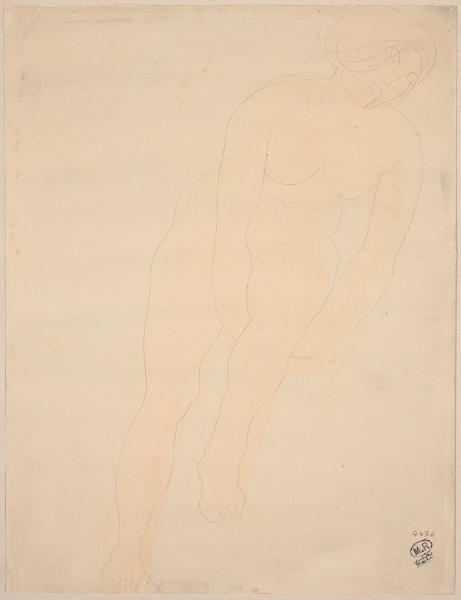 Femme nue assise se tenant la cuisse des deux mains, Auguste Rodin, 1917 avant