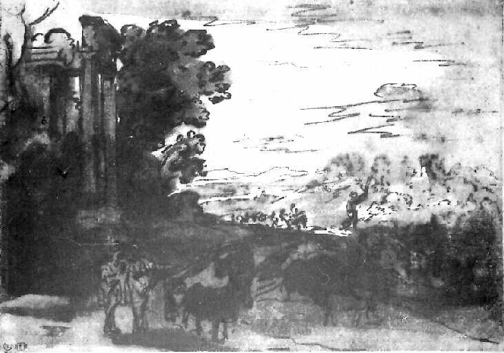 Rentrée de troupeaux au crépuscule, Claude Lorrain, 17e siècle