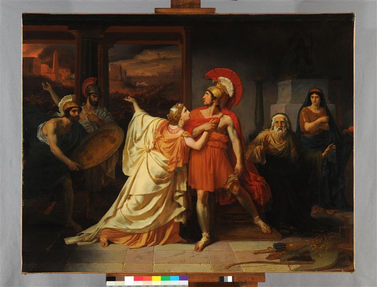 Méléagre reprenant les armes à la sollicitation de son épouse, Emile Signol, 1830