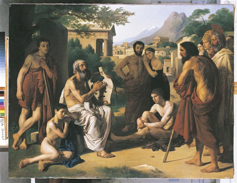 Homère chantant ses vers, Paul Jourdy, 1834