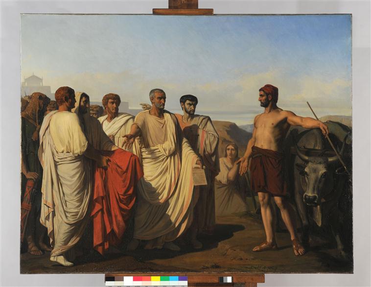 Cincinnatus recevant les députés du Sénat, Félix Joseph Barrias, 1844