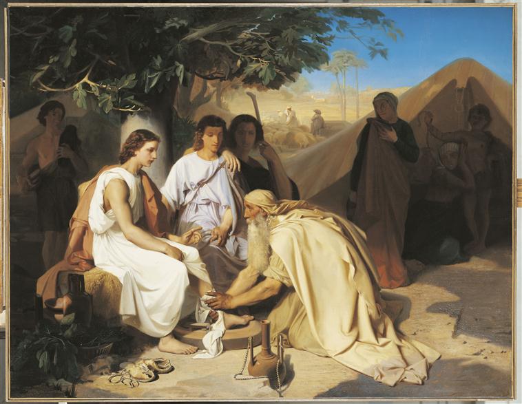Abraham lavant les pieds aux trois anges, Эмиль Леви, 1854